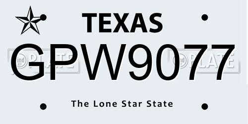 GPW9077 Texas License Plate