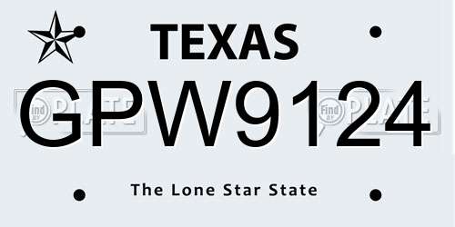 GPW9124 Texas License Plate