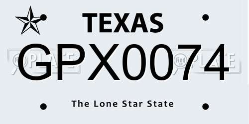 GPX0074 Texas License Plate