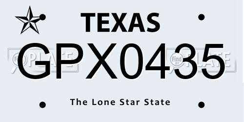 GPX0435 Texas License Plate