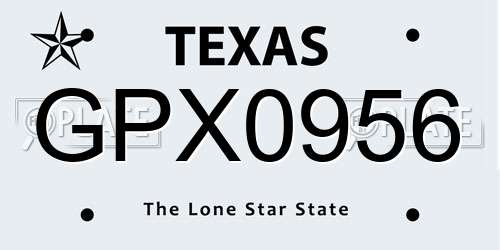 GPX0956 Texas License Plate