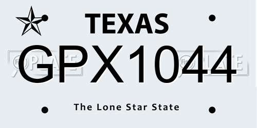 GPX1044 Texas License Plate