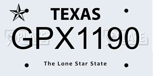 GPX1190 Texas License Plate