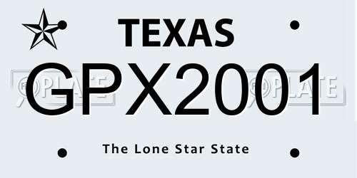 GPX2001 Texas License Plate