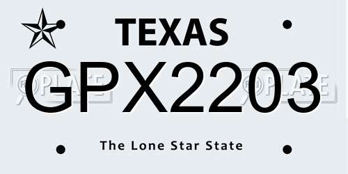 GPX2203 Texas License Plate