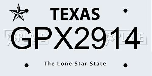 GPX2914 Texas License Plate