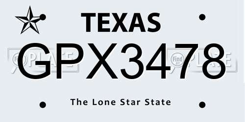 GPX3478 Texas License Plate