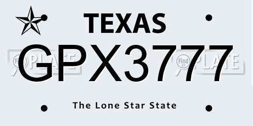 GPX3777 Texas License Plate