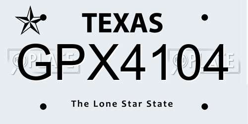 GPX4104 Texas License Plate