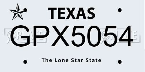 GPX5054 Texas License Plate