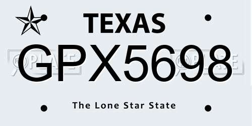 GPX5698 Texas License Plate