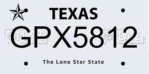 GPX5812 Texas License Plate