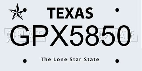 GPX5850 Texas License Plate