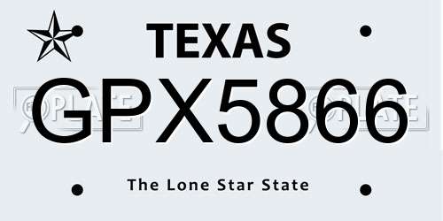 GPX5866 Texas License Plate