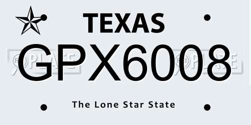 GPX6008 Texas License Plate