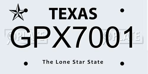 GPX7001 Texas License Plate