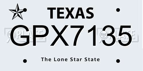 GPX7135 Texas License Plate