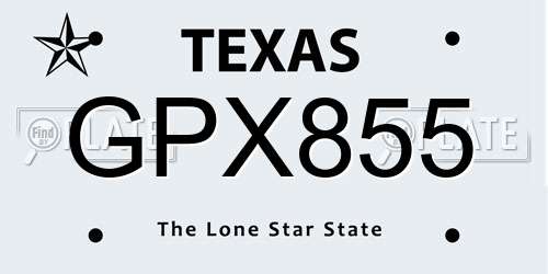 GPX855 Texas License Plate
