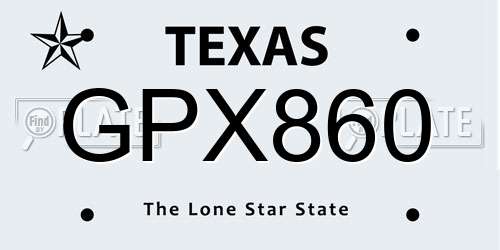 GPX860 Texas License Plate