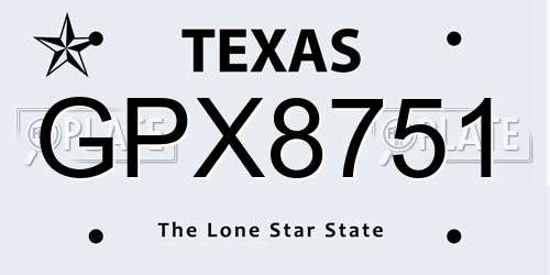 GPX8751 Texas License Plate