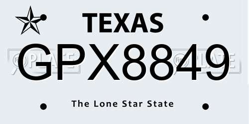 GPX8849 Texas License Plate