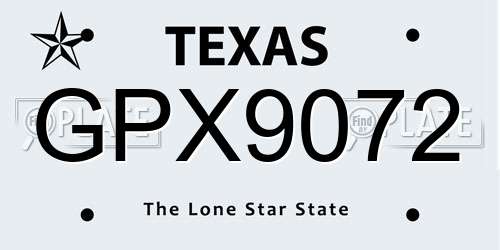 GPX9072 Texas License Plate