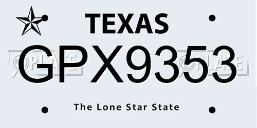GPX9353 Texas License Plate