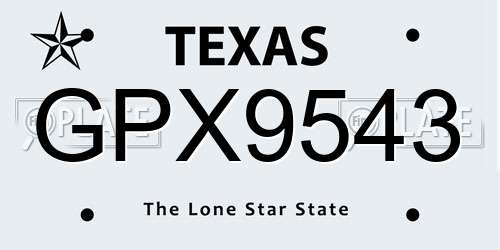 GPX9543 Texas License Plate
