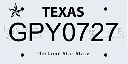 GPY0727 Texas License Plate