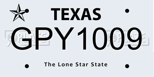 GPY1009 Texas License Plate