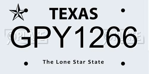 GPY1266 Texas License Plate