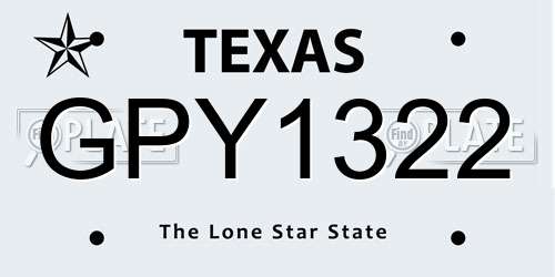 GPY1322 Texas License Plate