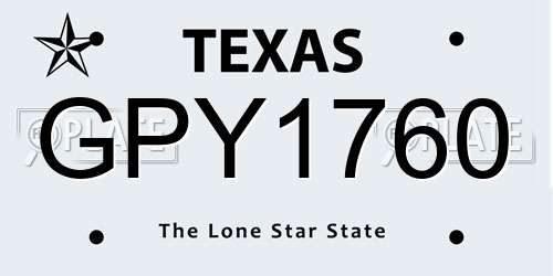 GPY1760 Texas License Plate