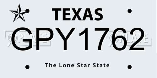 GPY1762 Texas License Plate