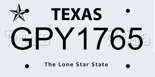 GPY1765 Texas License Plate