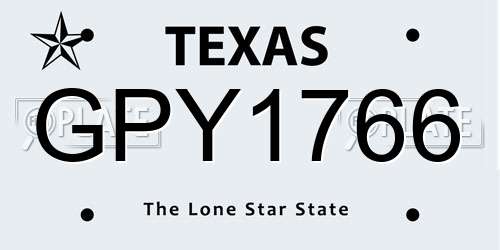 GPY1766 Texas License Plate