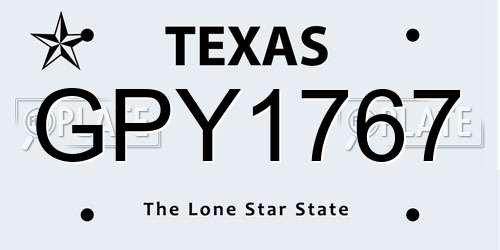 GPY1767 Texas License Plate