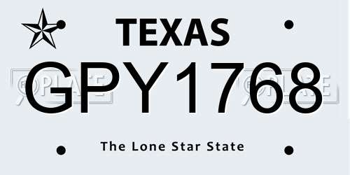 GPY1768 Texas License Plate