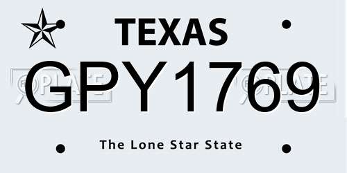 GPY1769 Texas License Plate