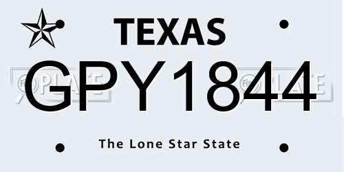 GPY1844 Texas License Plate