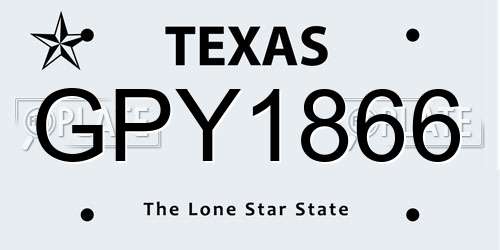 GPY1866 Texas License Plate