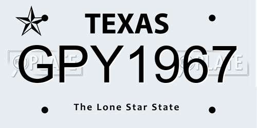 GPY1967 Texas License Plate