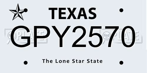 GPY2570 Texas License Plate