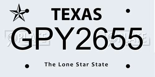 GPY2655 Texas License Plate