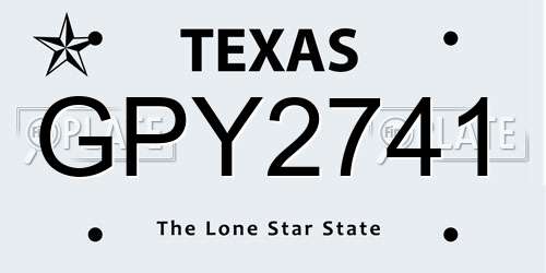 GPY2741 Texas License Plate