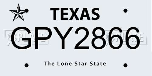 GPY2866 Texas License Plate