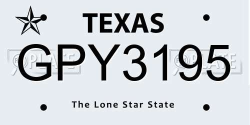 GPY3195 Texas License Plate