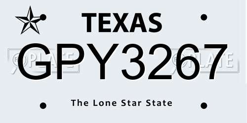 GPY3267 Texas License Plate