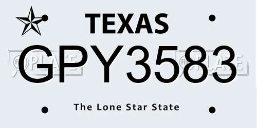GPY3583 Texas License Plate