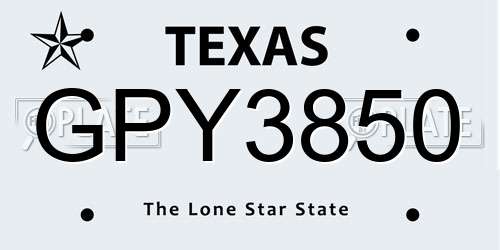 GPY3850 Texas License Plate